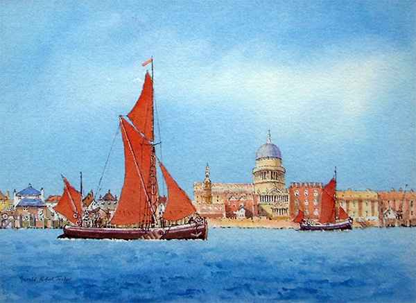 Gerald Robert Tucker: Barges on the Thames at St. Paul's