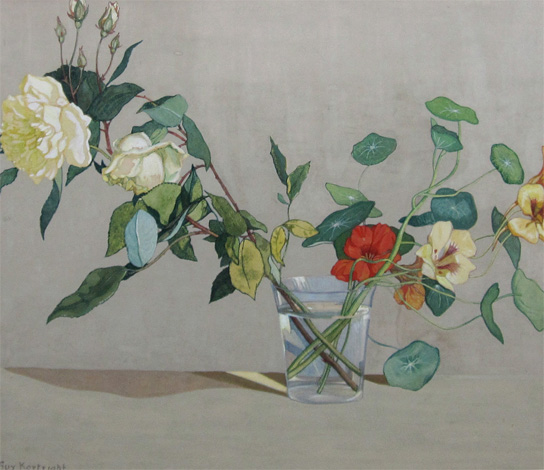 Guy Kortright: Roses and Nasturtiums in a Glass