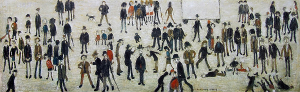 L. S. Lowry: Crowd Around A Cricket Sight Board