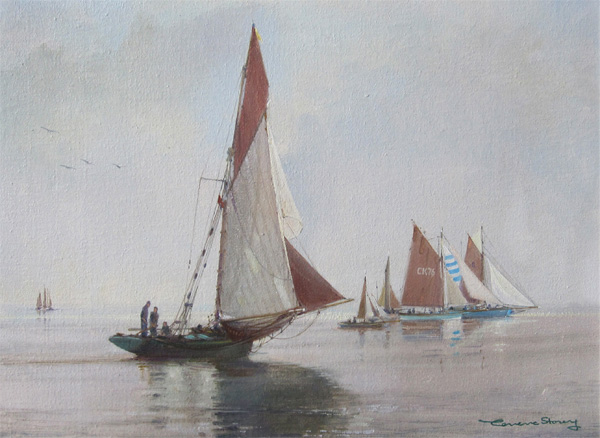 Terence Lionel Storey: Tall Ships off Falmouth (Danmark and Royalist)
