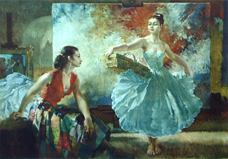 Eve and Yasmin and an Unfinished Picture by Sir William Russell Flint