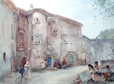 Three Groups, Viviers by Sir William Russell Flint